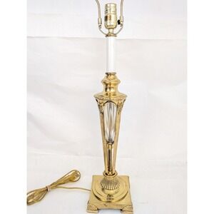 Vintage Frederick Cooper Cut Crystal & Brass Table Lamp 29.5" Hollywood Regency